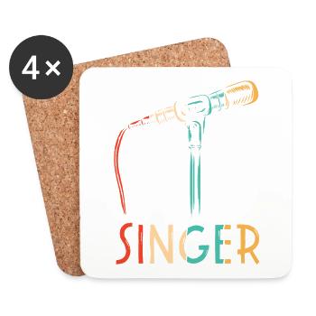 Retro Opernhaus Sänger Tenor Sänger Liebhaber - Untersetzer (4er-Set) - Weiß - Vorne