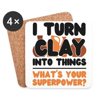 Pottery Ceramics Artist I Turn - Coasters (set of 4) - white - Front