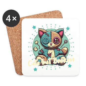 Psychopathe mental mignon mais brisé - Dessous de verre (lot de 4) - blanc - Devant
