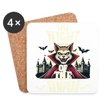 Die Nacht Der Vampir Katze Mystik - Untersetzer (4er-Set) - Weiß - Vorne