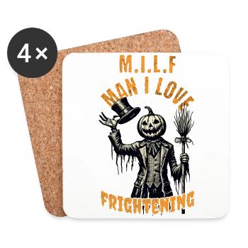 Halloween Tête de citrouille M.I.L.F HOMME J’AIME - Dessous de verre (lot de 4) - blanc - Devant