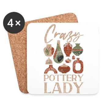 Poterie Céramiste Artiste Crazy - Dessous de verre (lot de 4) - blanc - Devant