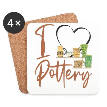Poterie Céramique Artiste Coeur I - Dessous de verre (lot de 4) - blanc - Devant