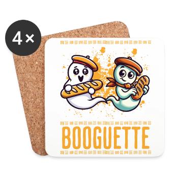 Baguette Gespenst Booguette Spaß - Untersetzer (4er-Set) - Weiß - Vorne