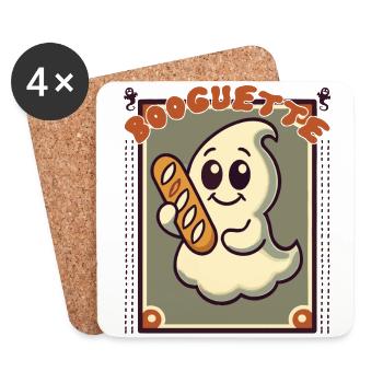 Ghost with baguette for Booguette fans - Coasters (set of 4) - white - Front