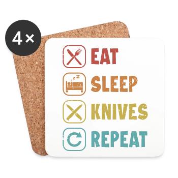 Eat Sleep Knives Repeat Butcher Knife Lover Knife - Coasters (set of 4) - white - Front