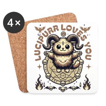 Luzifurr Loves You Chaton Mystique - Dessous de verre (lot de 4) - blanc - Devant