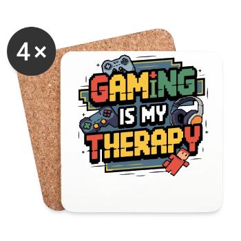 Zocken ist meine Therapie – Lustiges Gamer Design - Untersetzer (4er-Set) - Weiß - Vorne