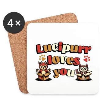 Drôles de chats Lucipurr t’aime - Dessous de verre (lot de 4) - blanc - Devant