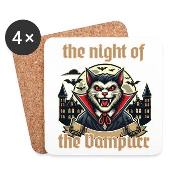 Vampire Cat Night of the Steamer - Coasters (set of 4) - white - Front