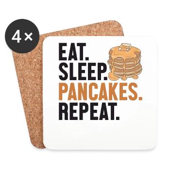 Eat Sleep Pancakes Repeat Recipes Griddlecake - Coasters (set of 4) - white - Front