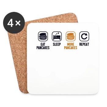 Eat Sleep More Pancakes Repeat Recipes Lover - Coasters (set of 4) - white - Front