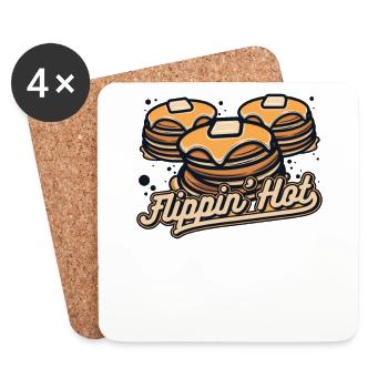 Flippin Hot Recipes Griddlecake Flapjack Lover - Dessous de verre (lot de 4) - blanc - Devant