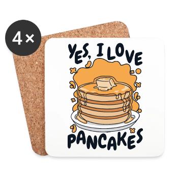 Ja Ich liebe Pfannkuchen Rezepte Grillkuchen Liebhaber - Untersetzer (4er-Set) - Weiß - Vorne
