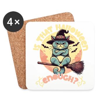 Is The Halloween Enough Cat Witch Hat - Coasters (set of 4) - white - Front