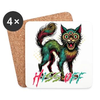 Psychedelische Katze Hiss Off Design - Untersetzer (4er-Set) - Weiß - Vorne