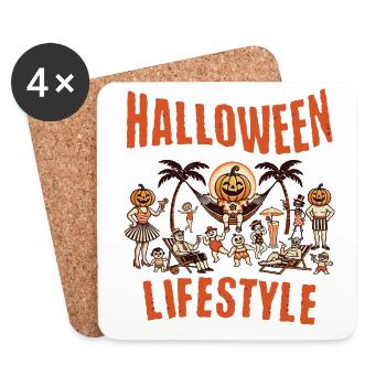 Halloween Lifestyle Beach Fun in Retro Style - Coasters (set of 4) - white - Front