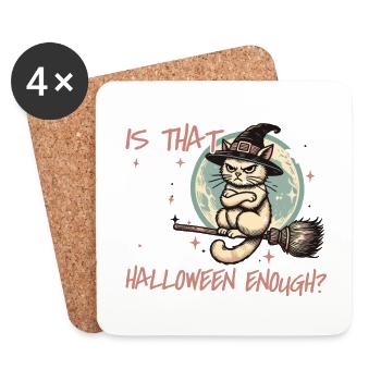 Halloween Chat Sorcière Chapeau Pleine Lune Fun - Dessous de verre (lot de 4) - blanc - Devant