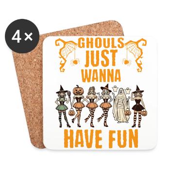 Les goules veulent juste s’amuser Halloween - Dessous de verre (lot de 4) - blanc - Devant