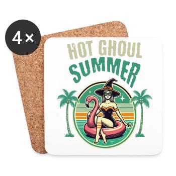 Hot Horror Summer Witches Flamingo - Coasters (set of 4) - white - Front