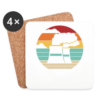 Retro Nuclear Power Plant Energy Uranium Nuclear - Coasters (set of 4) - white - Front