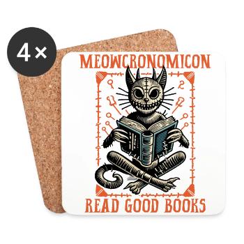 Meowcronomicon Lies Gute Bücher - Untersetzer (4er-Set) - Weiß - Vorne