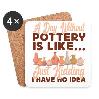 Pottery Ceramics Artist A Day - Coasters (set of 4) - white - Front