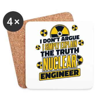 J’explique simplement la vérité Énergie Uranium Nucléaire - Dessous de verre (lot de 4) - blanc - Devant