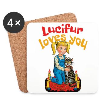 Lucifur Loves You Motif Mignon - Dessous de verre (lot de 4) - blanc - Devant