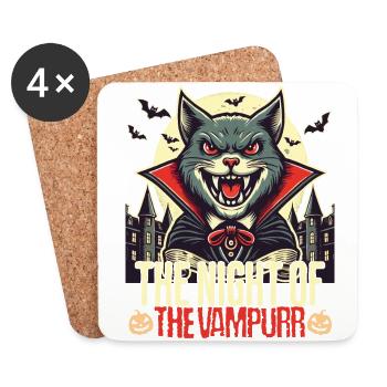 Chat vampire La nuit du vampire - Dessous de verre (lot de 4) - blanc - Devant