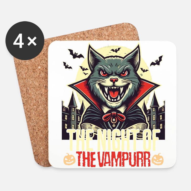 Vampir Katze Nacht Des Vampurr - Untersetzer (4er-Set) - Weiß