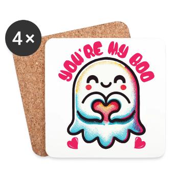 Mignon motif fantôme You’re My Boo - Dessous de verre (lot de 4) - blanc - Devant