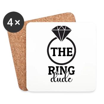 Bague Dude Ring Bearer Mariage Bague de mariage - Dessous de verre (lot de 4) - blanc - Devant
