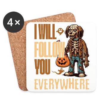 Halloween Gruseliger Hund Begleiter - Untersetzer (4er-Set) - Weiß - Vorne