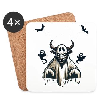 Halloween humour drôle taureau feuille - Dessous de verre (lot de 4) - blanc - Devant