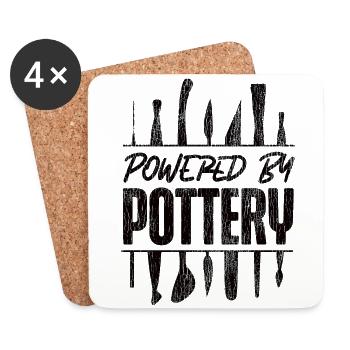 Pottery Ceramics Artist Powered By - Coasters (set of 4) - white - Front