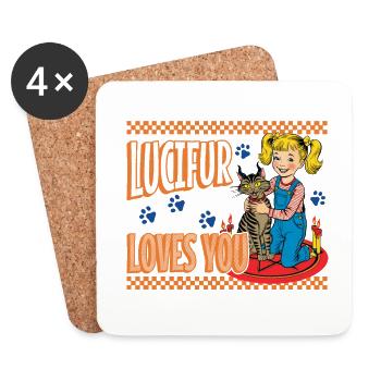 Lucifur vous aime amis les chats - Dessous de verre (lot de 4) - blanc - Devant