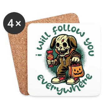 Gruseliger Halloween Skelett Hunde Stalker - Untersetzer (4er-Set) - Weiß - Vorne
