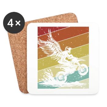 Retro Racing Supermoto Motorcycle Riders Motocross - Coasters (set of 4) - white - Front