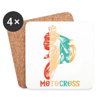 Retro Racing Supermoto Motorcycle Riders Motocross - Coasters (set of 4) - white - Front