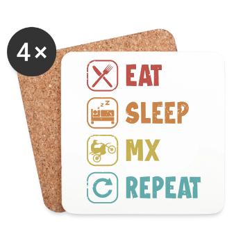 Eat Sleep MX Repeat Racing Supermoto Motorcycle - Coasters (set of 4) - white - Front