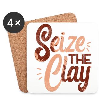 Pottery Ceramics Artist Pun Seize - Coasters (set of 4) - white - Front