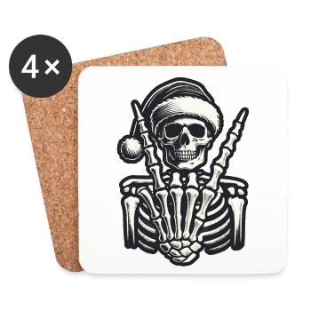 Cool Skeleton Christmas Style - Coasters (set of 4) - white - Front
