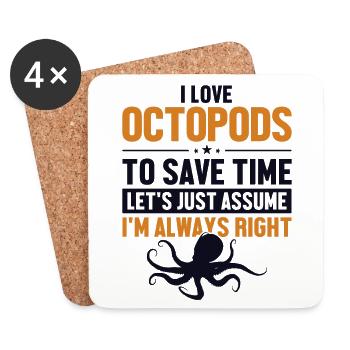 Octopods Lover Let's Assume I'm Right Octopoda - Coasters (set of 4) - white - Front