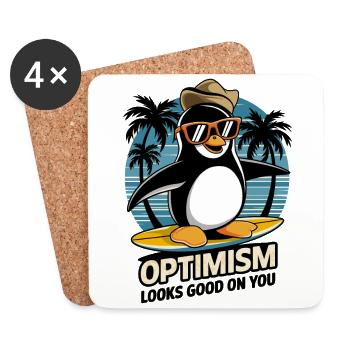Optimism looks good on you Surfing Penguin - Coasters (set of 4) - white - Front