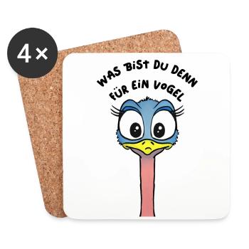 Vogel Straus süßer lustiger Vogel - Untersetzer (4er-Set) - Weiß - Vorne