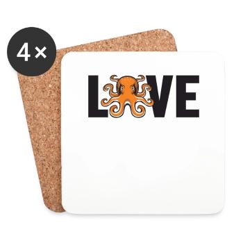 Octopus Love Octopodes Octopoda Cephalopoda Lover - Coasters (set of 4) - white - Front