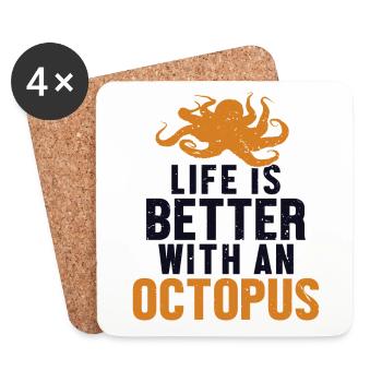 Life is Better with an Octopus Cephalopoda - Coasters (set of 4) - white - Front