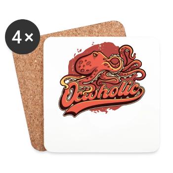 Octoholic Octopodes Octopoda Cephalopoda Lover - Coasters (set of 4) - white - Front