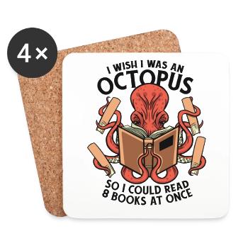 Could Read 8 Books At Once Octopoda Cephalopoda - Coasters (set of 4) - white - Front